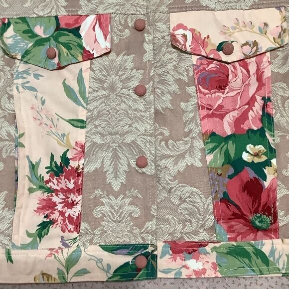 Expose Vintage 90s Grandmacore Granny Pink Floral Patchwork Vest Size Medium - Picture 3 of 13